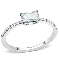 Alamode High polished (no plating) Stainless Steel Ring with Cubic in Clear - Alamode