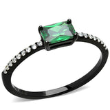 Alamode IP Black(Ion Plating) Stainless Steel Ring with AAA Grade CZ in Emerald - Alamode