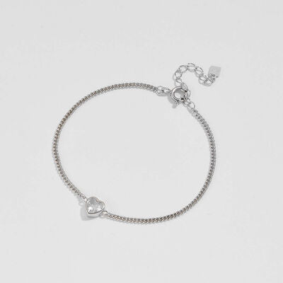 Heart Inlaid Zircon Spring Ring Closure Bracelet - Flyclothing LLC