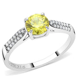 Alamode High polished (no plating) Stainless Steel Ring with AAA Grade CZ in Topaz - Alamode