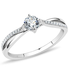 Alamode High polished (no plating) Stainless Steel Ring with AAA Grade CZ in Clear - Alamode