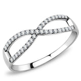 Alamode High polished (no plating) Stainless Steel Ring with AAA Grade CZ in Clear