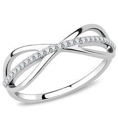 Alamode High polished (no plating) Stainless Steel Ring with AAA Grade CZ in Clear