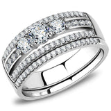 Alamode High polished (no plating) Stainless Steel Ring with AAA Grade CZ in Clear - Alamode