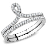 Alamode High polished (no plating) Stainless Steel Ring with AAA Grade CZ in Clear - Alamode