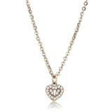 Alamode IP Rose Gold(Ion Plating) Stainless Steel Chain Pendant with AAA Grade CZ in Clear - Alamode