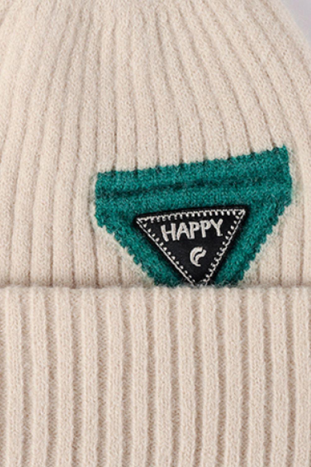 HAPPY Contrast Beanie - Flyclothing LLC