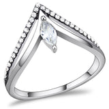 Alamode High polished (no plating) Stainless Steel Ring with AAA Grade CZ in Clear