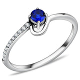 Alamode High polished (no plating) Stainless Steel Ring with AAA Grade CZ in London Blue - Alamode