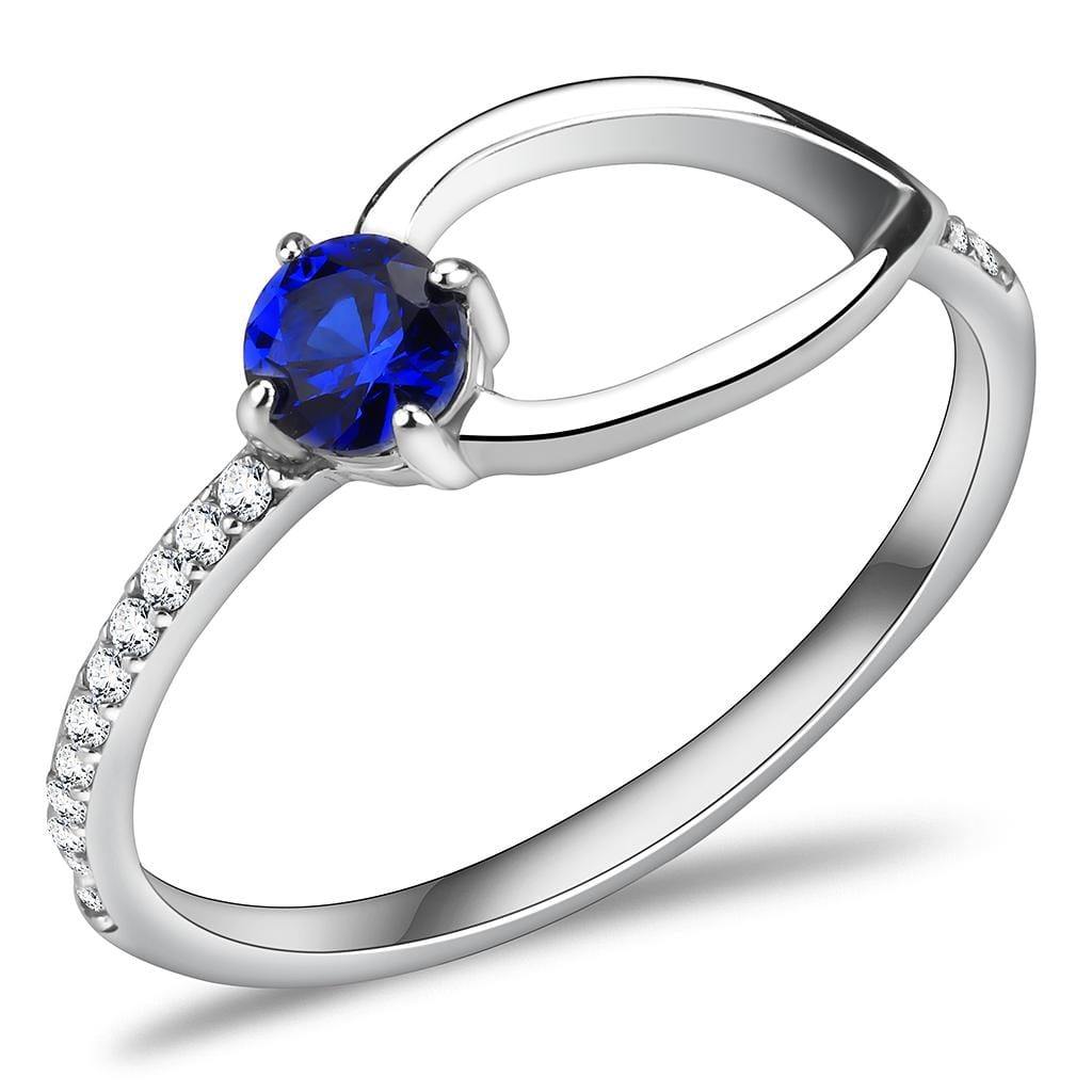 Alamode High polished (no plating) Stainless Steel Ring with AAA Grade CZ in London Blue - Alamode