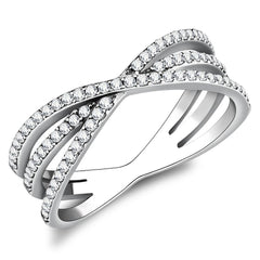 Alamode High polished (no plating) Stainless Steel Ring with AAA Grade CZ in Clear