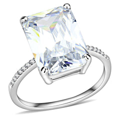 Alamode High polished (no plating) Stainless Steel Ring with AAA Grade CZ in Clear