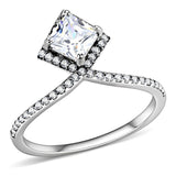 Alamode High polished (no plating) Stainless Steel Ring with AAA Grade CZ in Clear