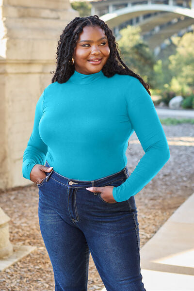 Basic Bae Full Size Mock Neck Long Sleeve Bodysuit - Flyclothing LLC