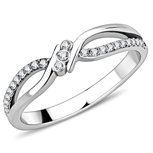 Alamode High polished (no plating) Stainless Steel Ring with AAA Grade CZ in Clear - Alamode