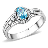 Alamode High polished (no plating) Stainless Steel Ring with AAA Grade CZ in Sea Blue - Alamode