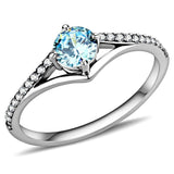 Alamode High polished (no plating) Stainless Steel Ring with AAA Grade CZ in Sea Blue - Alamode