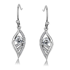 Alamode High polished (no plating) Stainless Steel Earrings with AAA Grade CZ in Clear