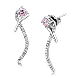 Alamode High polished (no plating) Stainless Steel Earrings with AAA Grade CZ in Rose