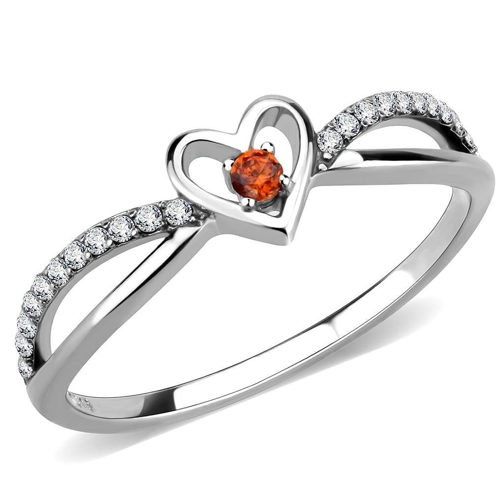 Alamode High polished (no plating) Stainless Steel Ring with AAA Grade CZ in Orange - Alamode