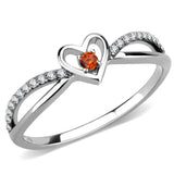 Alamode High polished (no plating) Stainless Steel Ring with AAA Grade CZ in Orange - Alamode