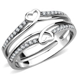 Alamode High polished (no plating) Stainless Steel Ring with AAA Grade CZ in Clear