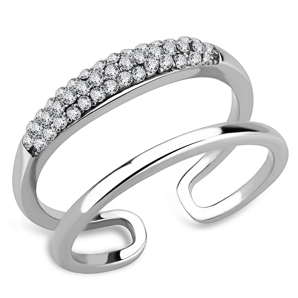 Alamode High polished (no plating) Stainless Steel Ring with AAA Grade CZ in Clear