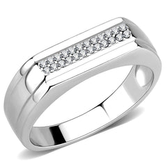 Alamode High polished (no plating) Stainless Steel Ring with AAA Grade CZ in Clear