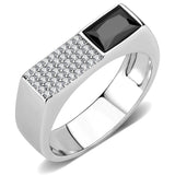 Alamode High polished (no plating) Stainless Steel Ring with AAA Grade CZ in Black Diamond