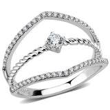 Alamode High polished (no plating) Stainless Steel Ring with AAA Grade CZ in Clear