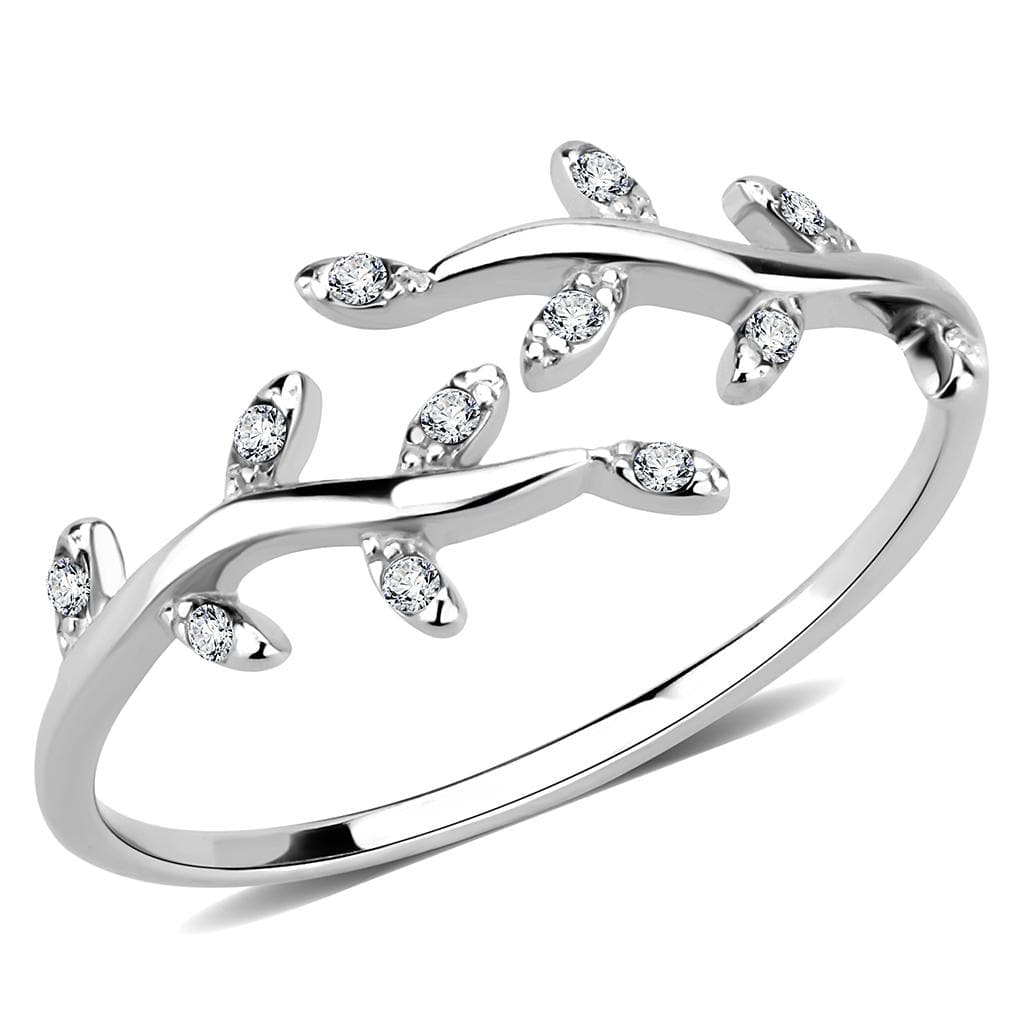 Alamode High polished (no plating) Stainless Steel Ring with AAA Grade CZ in Clear - Alamode