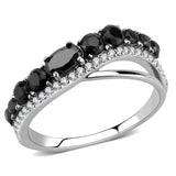 Alamode High polished (no plating) Stainless Steel Ring with AAA Grade CZ in Black Diamond