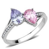 Alamode High polished (no plating) Stainless Steel Ring with AAA Grade CZ in Multi Color - Alamode