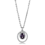 Alamode High polished (no plating) Stainless Steel Chain Pendant with AAA Grade CZ in Amethyst