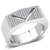 Alamode No Plating Stainless Steel Ring with AAA Grade CZ in Clear - Alamode