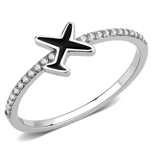 Alamode No Plating Stainless Steel Ring with Epoxy in Jet