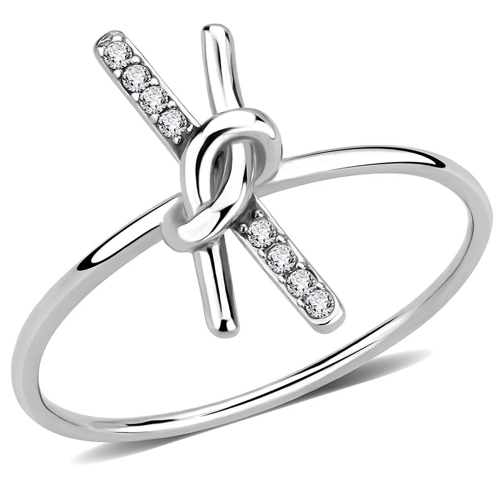 Alamode No Plating Stainless Steel Ring with AAA Grade CZ in Clear - Alamode