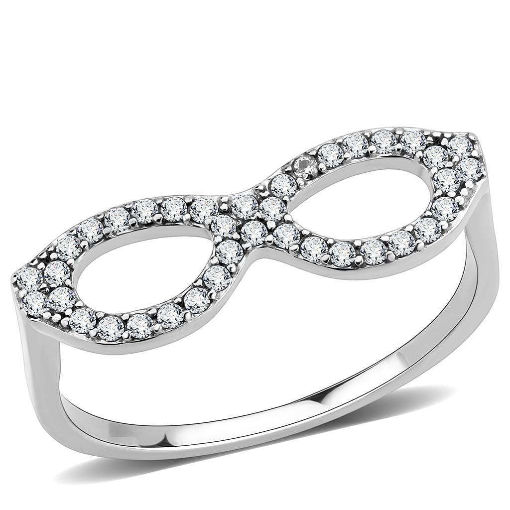 Alamode No Plating Stainless Steel Ring with AAA Grade CZ in Clear - Alamode