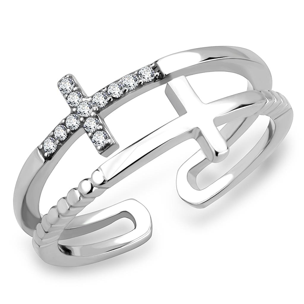 Alamode No Plating Stainless Steel Ring with AAA Grade CZ in Clear - Alamode