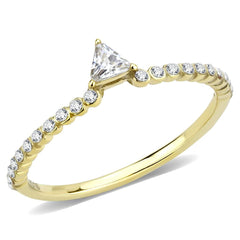 Alamode IP Gold(Ion Plating) Stainless Steel Ring with AAA Grade CZ in Clear - Alamode