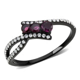 Alamode IP Black(Ion Plating) Stainless Steel Ring with AAA Grade CZ in Fuchsia - Alamode