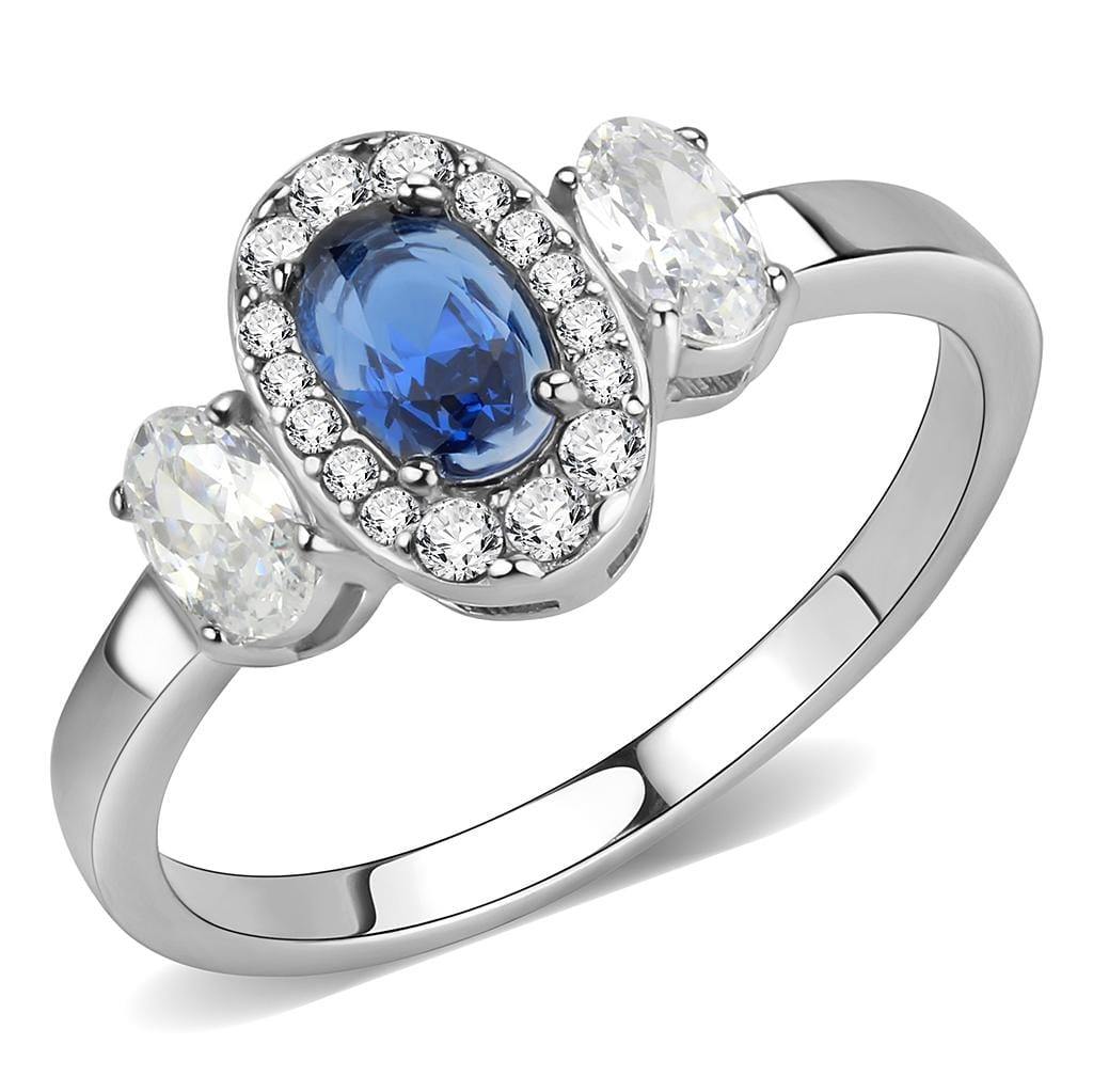 Alamode No Plating Stainless Steel Ring with Synthetic Spinel in London Blue - Alamode