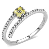 Alamode No Plating Stainless Steel Ring with AAA Grade CZ in Topaz - Alamode