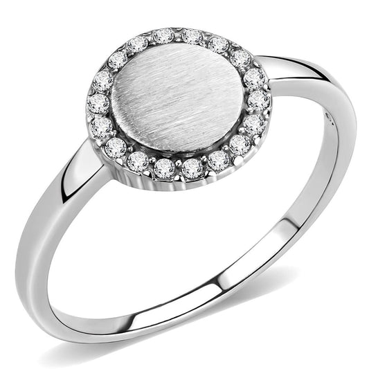 Alamode No Plating Stainless Steel Ring with AAA Grade CZ in Clear - Alamode