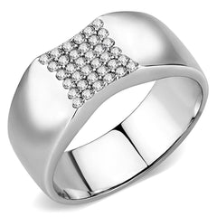 Alamode No Plating Stainless Steel Ring with AAA Grade CZ in Clear - Alamode