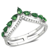 Alamode High polished (no plating) Stainless Steel Ring with Synthetic Synthetic Glass in Emerald - Alamode