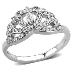 Alamode High polished (no plating) Stainless Steel Ring with AAA Grade CZ in Clear - Alamode