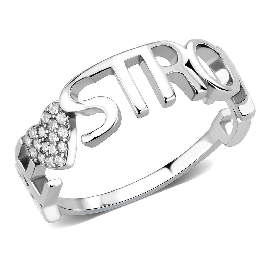 Alamode High polished (no plating) Stainless Steel Ring with AAA Grade CZ in Clear - Alamode