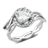 Alamode High polished (no plating) Stainless Steel Ring with AAA Grade CZ in Clear - Alamode