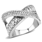 Alamode High polished (no plating) Stainless Steel Ring with AAA Grade CZ in Clear - Alamode